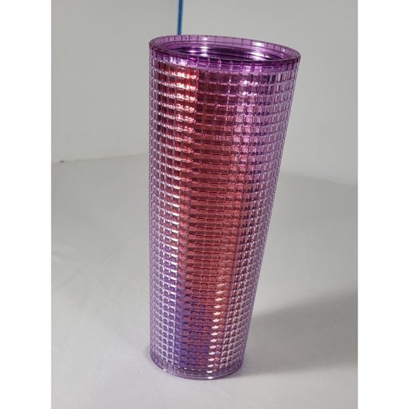 Starbucks Pink Purple Iridescent Grid Venti 24 oz. Cold Tumbler No straw/lid NWT - Picture 8 of 9